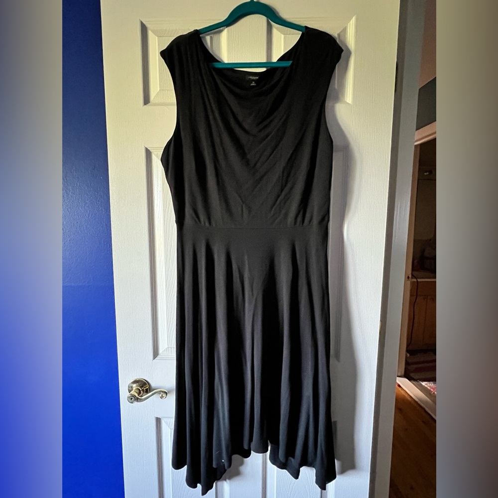 Ann Taylor Sleeveless Black Dress with Handkerchief Hem - 14